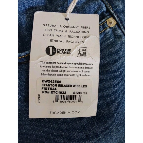 Etica Stanton Relaxed Wide Leg Fistral Medium Wash Button Fly Jeans 28x31 NWT - Picture 6 of 7